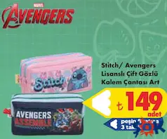 AVENGERS / STİTCH LİSANSLI ÇİFT GÖZLÜ KALEM ÇANTASI ART
